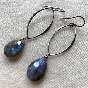Silver and Labradorite Dangly Earrings